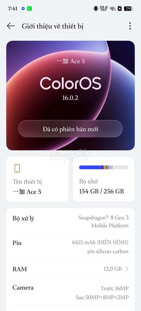 OnePlus Ace 5 256GB Titan. Mua bán Điện thoại tại Quận Thanh Khê Đà Nẵng được đăng bởi QT hình 1