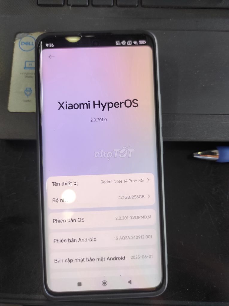 Xiaomi Redmi Note 14 Pro+ 5G 256GB Đen. Mua bán Điện thoại tại Quận Cẩm Lệ Đà Nẵng được đăng bởi Huy Nguyễn Auto hình 1