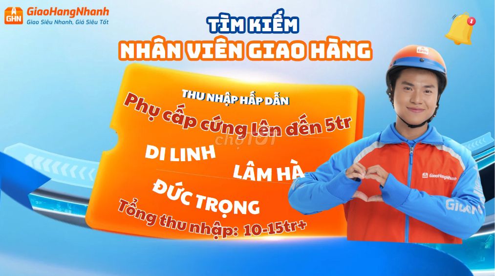 Nhân Viên Giao Lấy Tại Đức Trọng Lương Cứng 4-5Tr