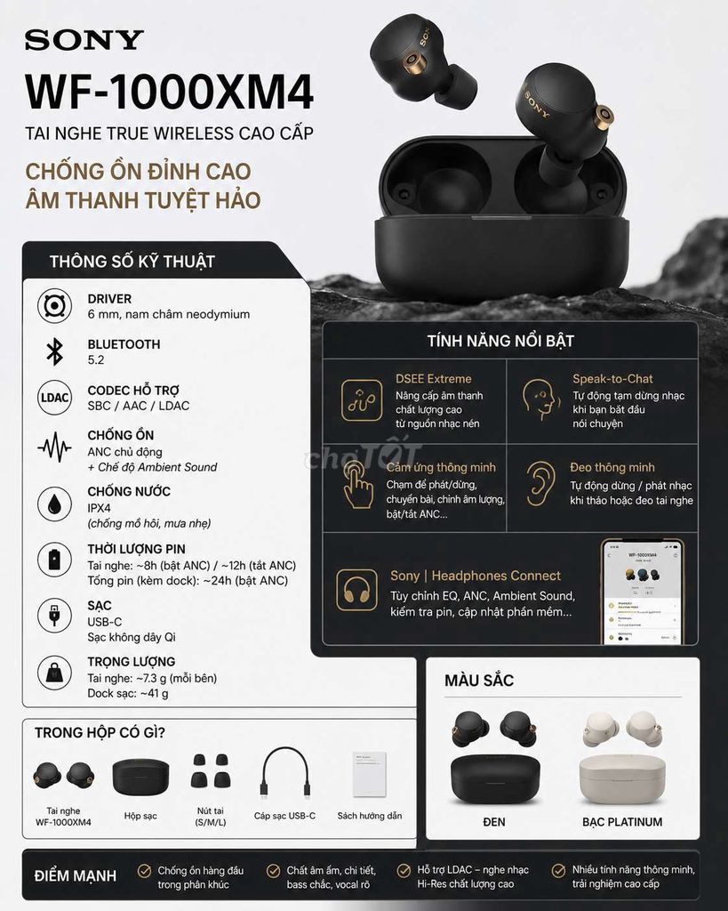 Tai nghe Sony WF-1000XM4 đen. Mua bán Tivi, Âm thanh tại Thành phố Biên Hòa Đồng Nai được đăng bởi Duy Tuân hình 1