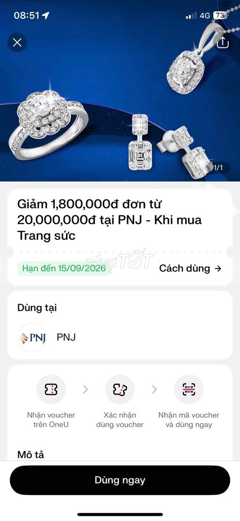 Voucher PNJ Trang sức. Mua bán Sở thích khác tại Quận 5 Tp Hồ Chí Minh được đăng bởi Thuý Vy hình 1