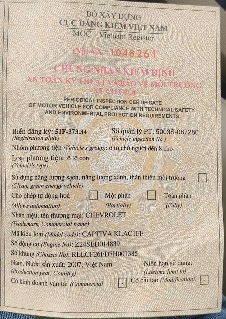 CHEVROLET CAPTIVA 2007 LT 2.4 - 2010 km. Mua bán Ô tô tại Thành phố Thủ Đức Tp Hồ Chí Minh được đăng bởi TRANG XUÂN hình 8