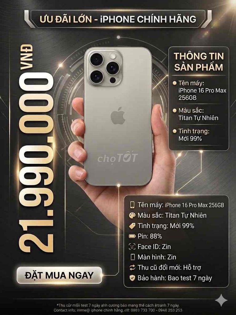 iPhone 16 Pro Max LLA Titan. Mua bán Điện thoại tại Quận Bình Thuỷ Cần Thơ được đăng bởi Nguyễn Huy hình 1