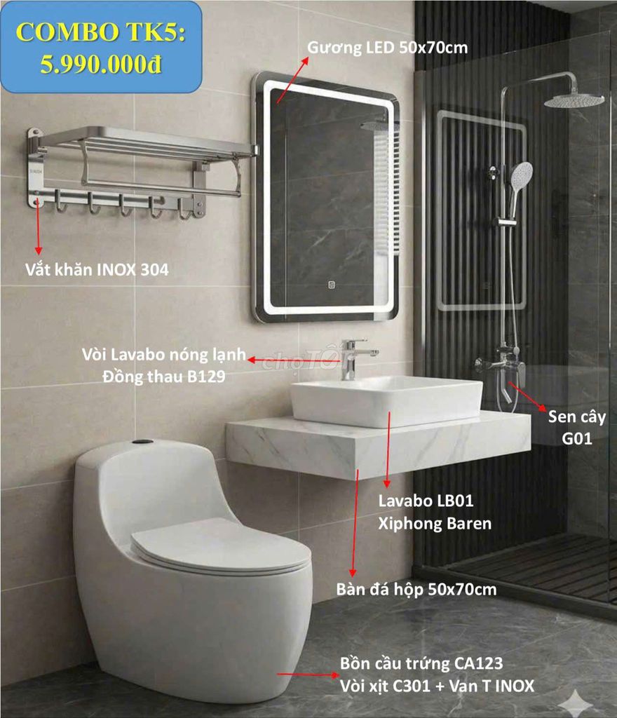 COMBO THIẾT BỊ VỆ SINH SANG TRỌNG GIÁ SALE SỐC. Mua bán Thiết bị vệ sinh, nhà tắm tại Quận Liên Chiểu Đà Nẵng được đăng bởi BINH MINH hình 1