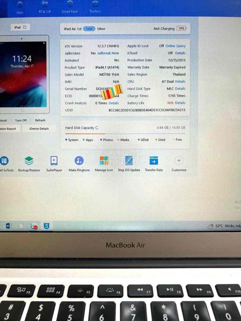 ipad air 1 16g wifi giá rẻ. Mua bán Máy tính bảng tại Quận 3 Tp Hồ Chí Minh được đăng bởi Tuấn Nguyễn hình 4