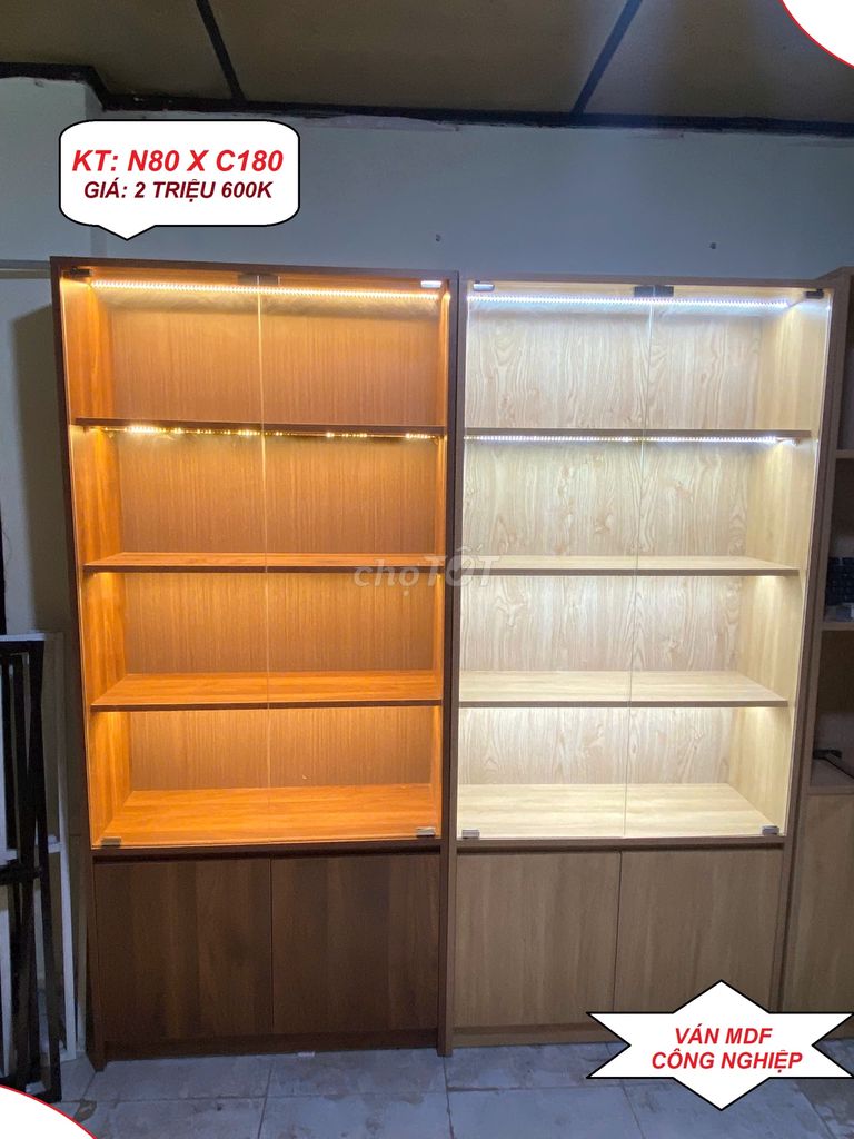 TỦ TRƯNG BÀY SẢN PHẨM CAO 1M8 ( CỬA KÍNH MỞ )