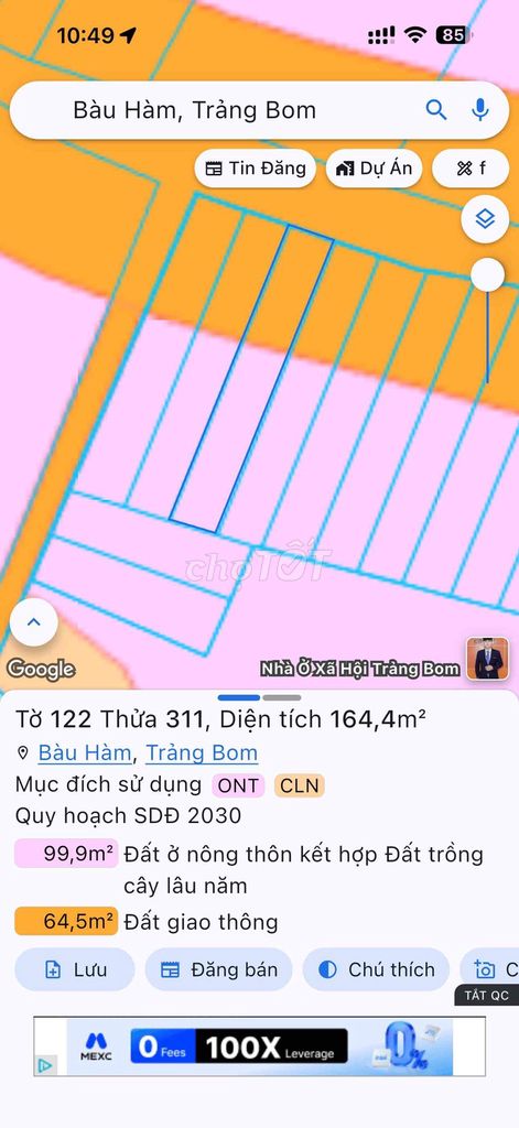 Hạ Giá Bán Đất Thổ Cư - Mặt Tiền Chính - Sát Chợ Bàu Hàm
