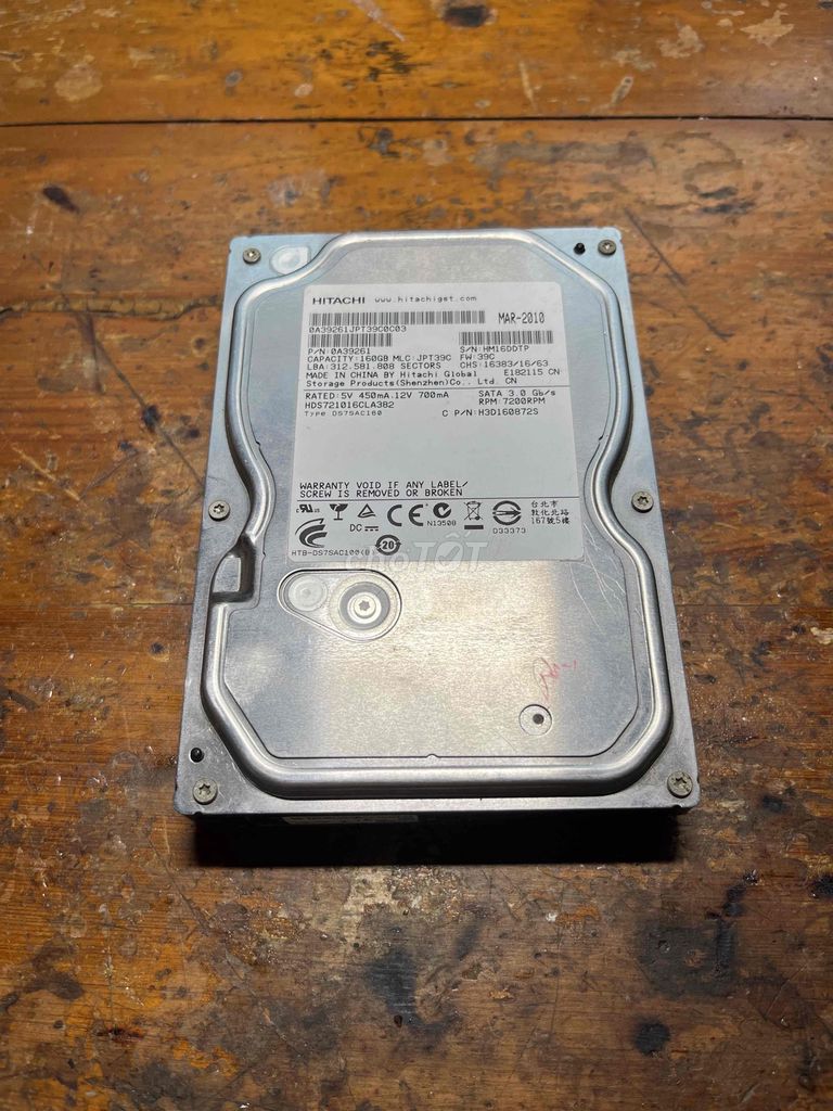 Ổ cứng HDD Hitachi 160GB. Mua bán Linh kiện (RAM, Card...) tại Thành phố Thanh Hóa Thanh Hóa được đăng bởi Đỗ Thanh Tùng hình 1