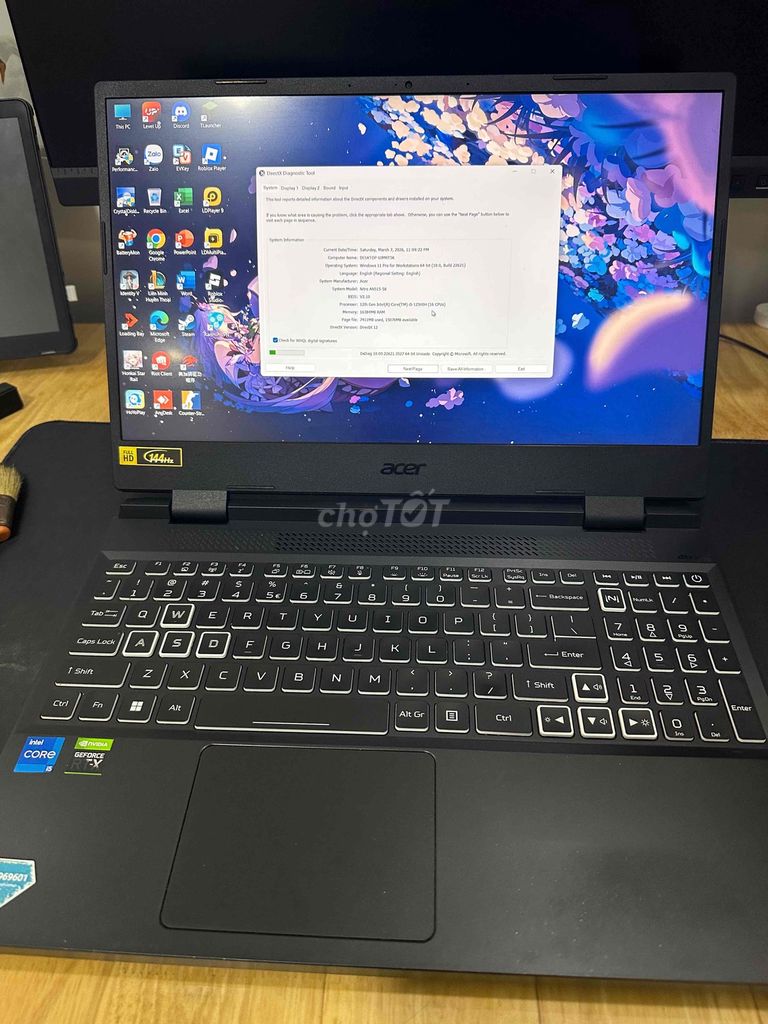 Acer Nitro Tiger 5 i5-12500H 16GB/512GB giá rẻ. Mua bán Laptop tại Huyện Phú Vang Thừa Thiên Huế được đăng bởi Văn  hình 1