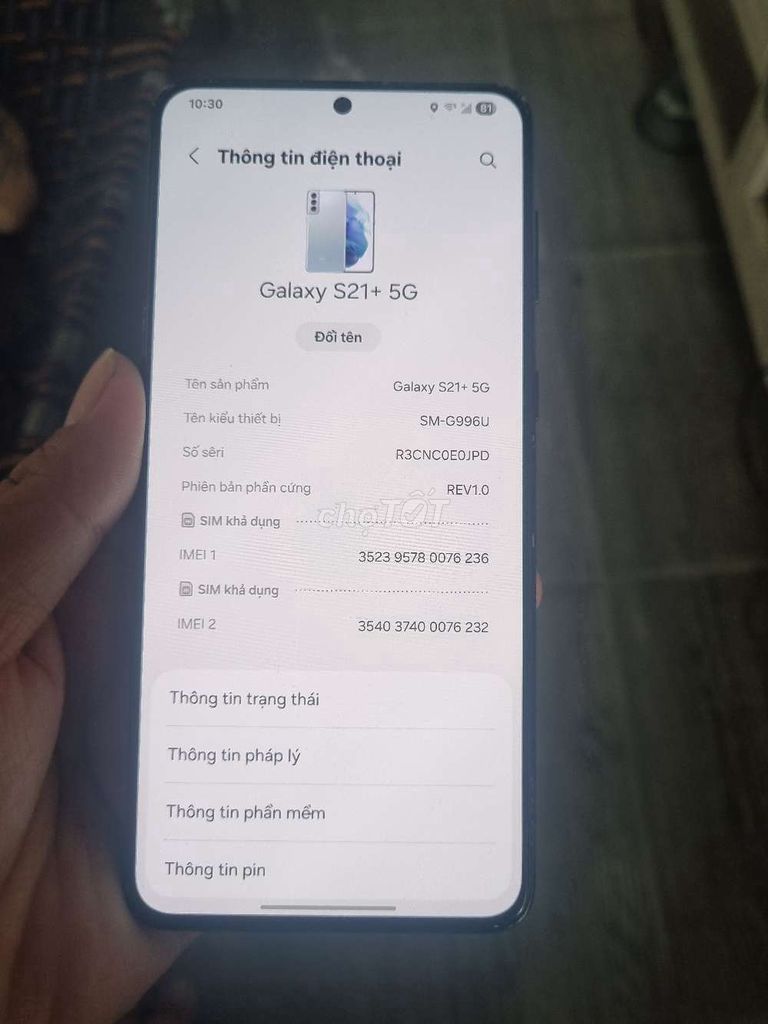 Samsung S21 Plus 8GB/128GB Đen. Mua bán Điện thoại tại Thành phố Thuận An Bình Dương được đăng bởi Hoàng Khang hình 1