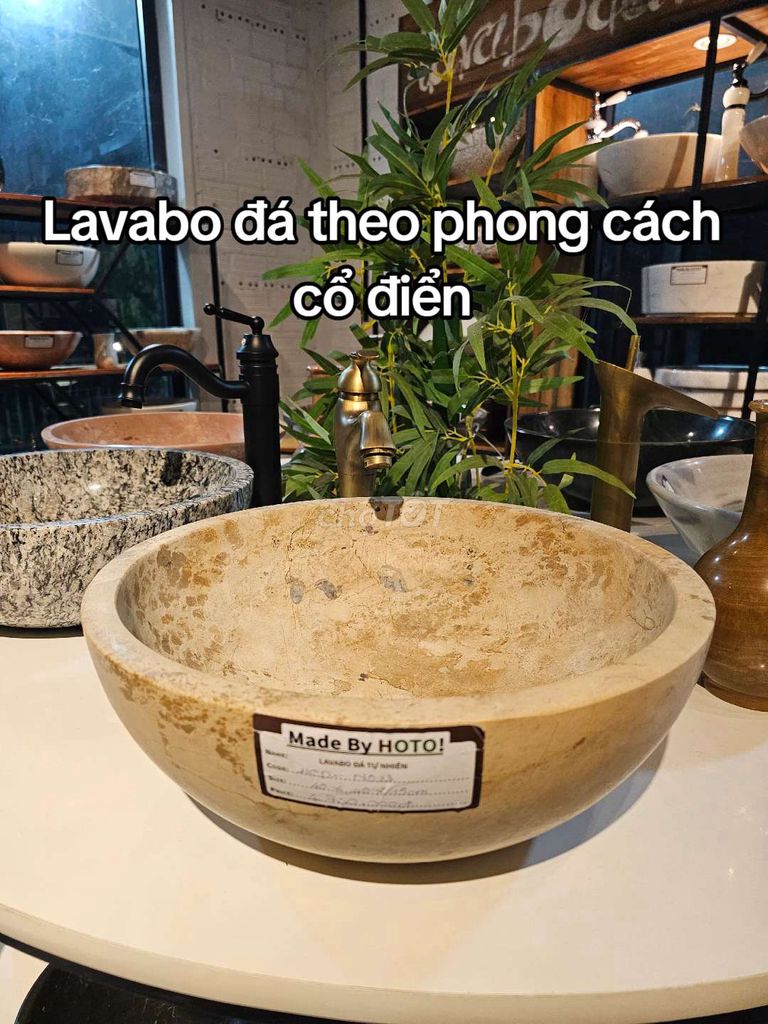 Lavabo đá tự nhiên màu vàng cháy