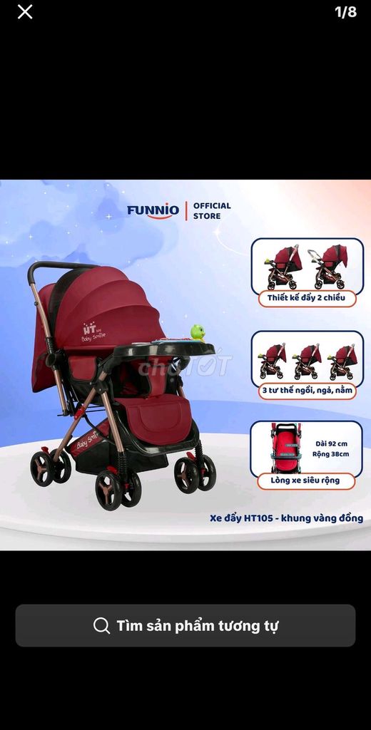 Xe đẩy em bé Funnio HT105 Đỏ, vàng đồng. Mua bán Mẹ và bé tại Huyện Củ Chi Tp Hồ Chí Minh được đăng bởi Nguyen Hong Hanh hình 1