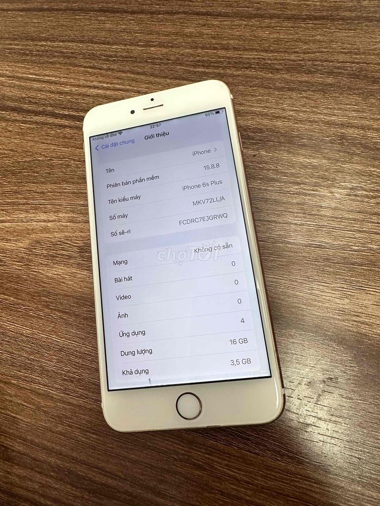 Apple iPhone 6s Plus 16GB Vàng hồng Vân tay. Mua bán Điện thoại tại Thành phố Tân An Long An được đăng bởi mua xin alo no SMS hình 1