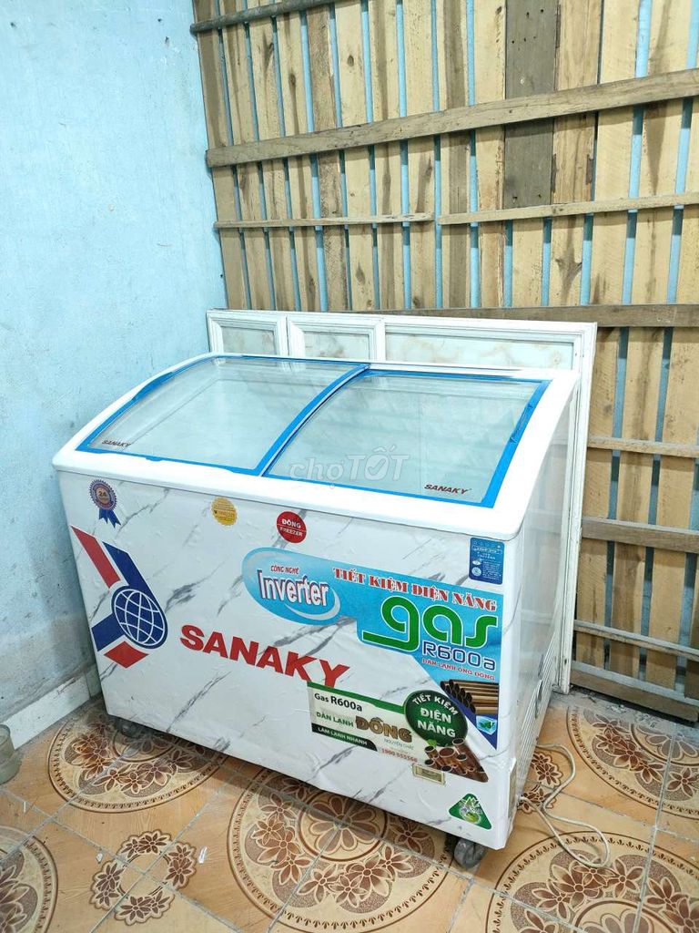 Tủ đông kem, đông suốt Sanaky 310 lít, máy móc zin