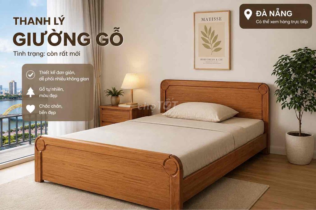 Giường gỗ tự nhiên 1m2 rất mới. Mua bán Giường, chăn ga gối nệm tại Quận Ngũ Hành Sơn Đà Nẵng được đăng bởi Ms Lee hình 1
