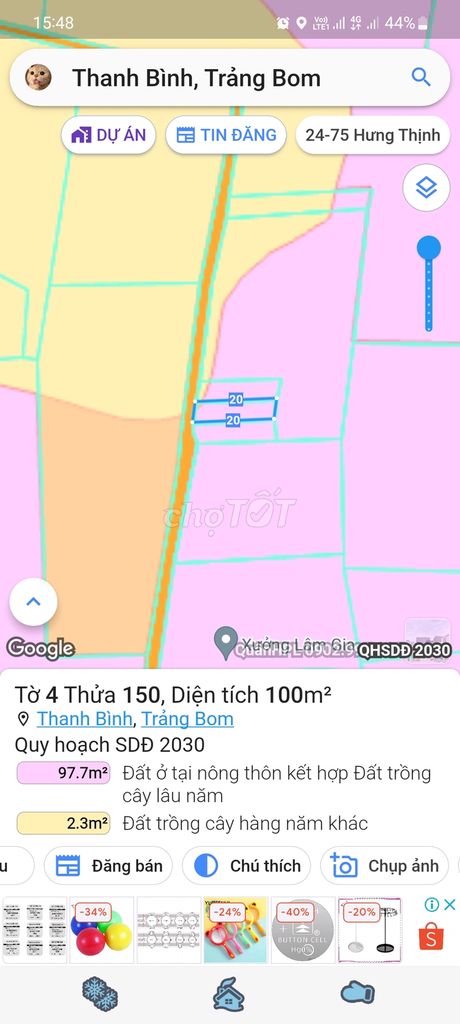 Bán 1 lô đất full thổ cư *** tại thanh bình