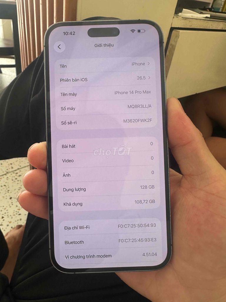 Apple iPhone 14 Pro Max 128GB Tím Đã sử dụng. Mua bán Điện thoại tại Thành phố Thuận An Bình Dương được đăng bởi Hoàng Phong hình 1