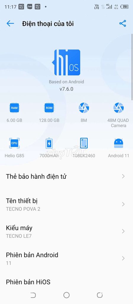 TECNO POVA 2 6gb 128GB + 1tr GL. Mua bán Điện thoại tại Quận 12 Tp Hồ Chí Minh được đăng bởi Deremon hình 1