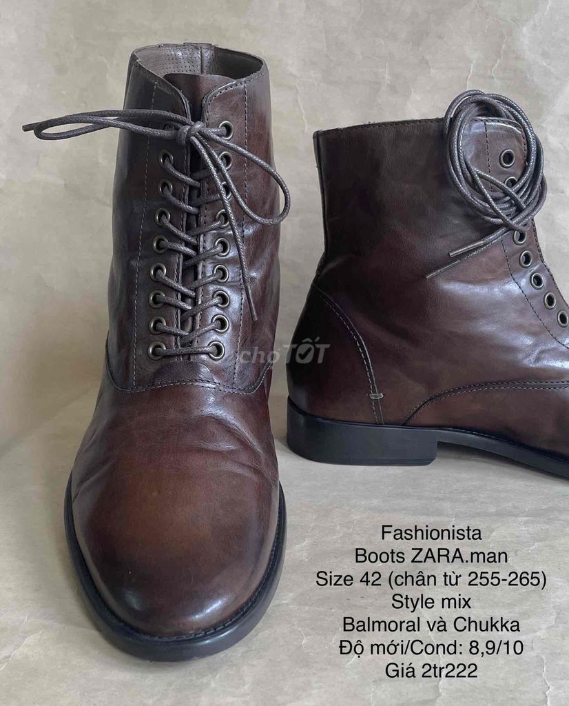 Fashionista Boots ZARA.man size 42 tặng nike =size