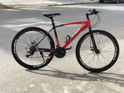 xe đạp sport FHSX700 đỏ đen+khóa+bọc yên+túi+bơm