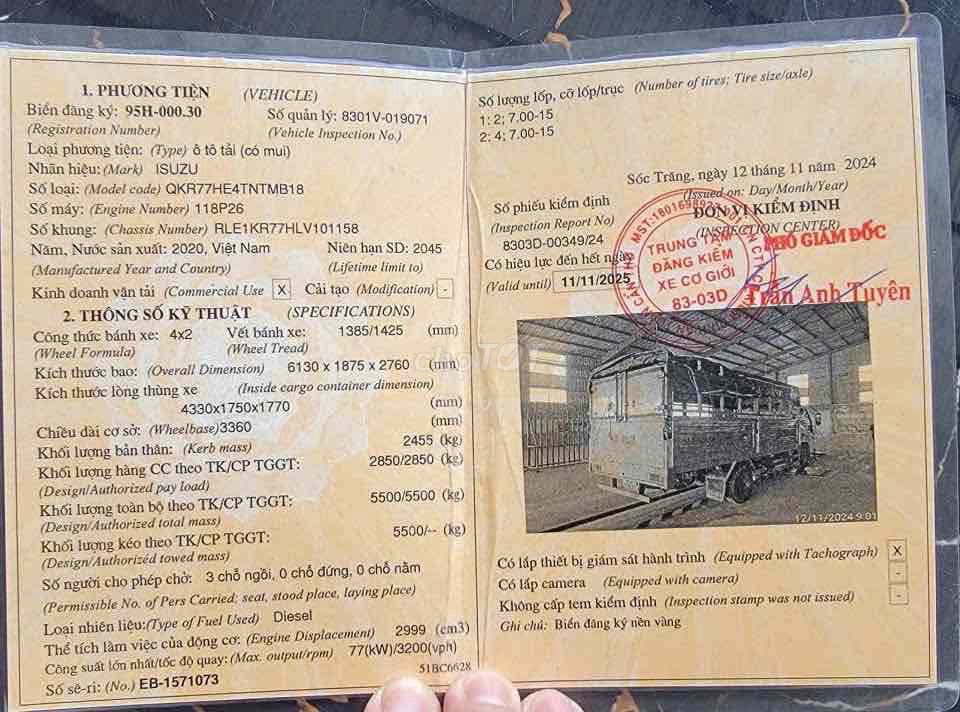 ISUZU QKR270 2t9 thùng 4m3 đời 2020 Xe zin. Mua bán Xe tải, xe ben tại Quận Bình Thuỷ Cần Thơ được đăng bởi Phạm Nguyễn Băng Nhi hình 5
