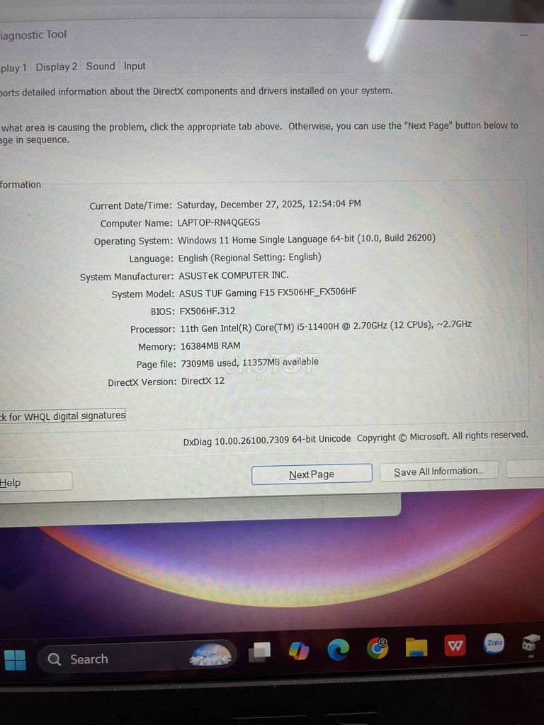 Asus TUF Gaming F15 i5-11400H 16GB/512GB. Mua bán Laptop tại Quận Bình Thạnh Tp Hồ Chí Minh được đăng bởi Le Son hình 1