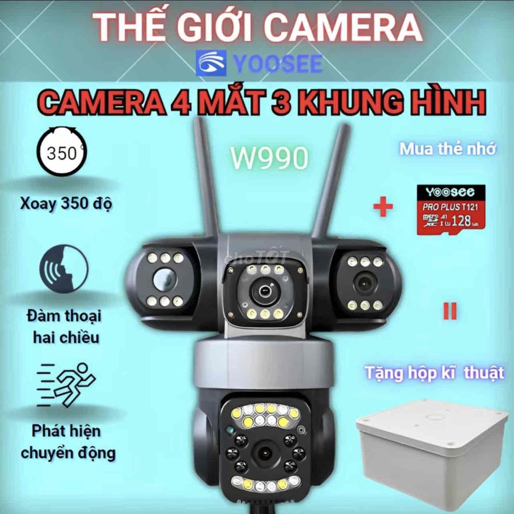 Camera wifi yoosee 4 mắt mẫu mới, Xoay 3660