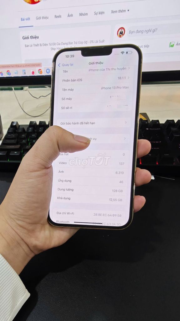 Apple iPhone 13 Pro Max 128GB Vàng VNA zin ÁP. Mua bán Điện thoại tại Thành phố Bắc Ninh Bắc Ninh được đăng bởi Quang Nguyễn Vinh hình 1