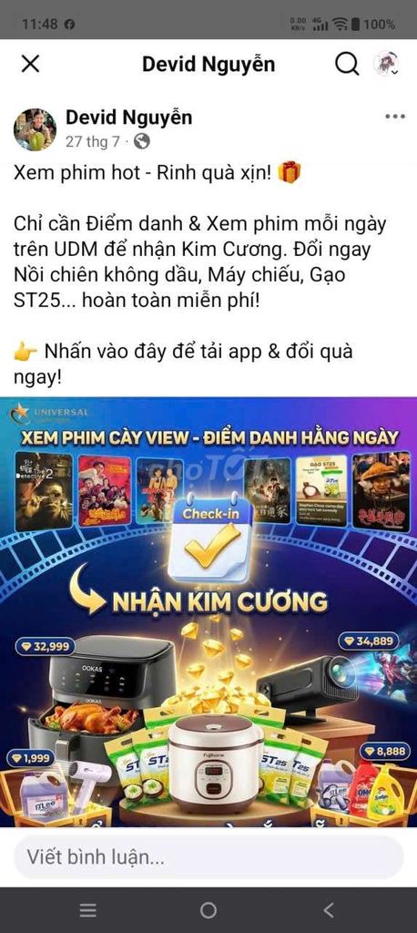 Dịch vụ xem phim UDM Kim cương. Dịch vụ tại Quận 11 Tp Hồ Chí Minh được đăng bởi Nguyet Quynh hình 1