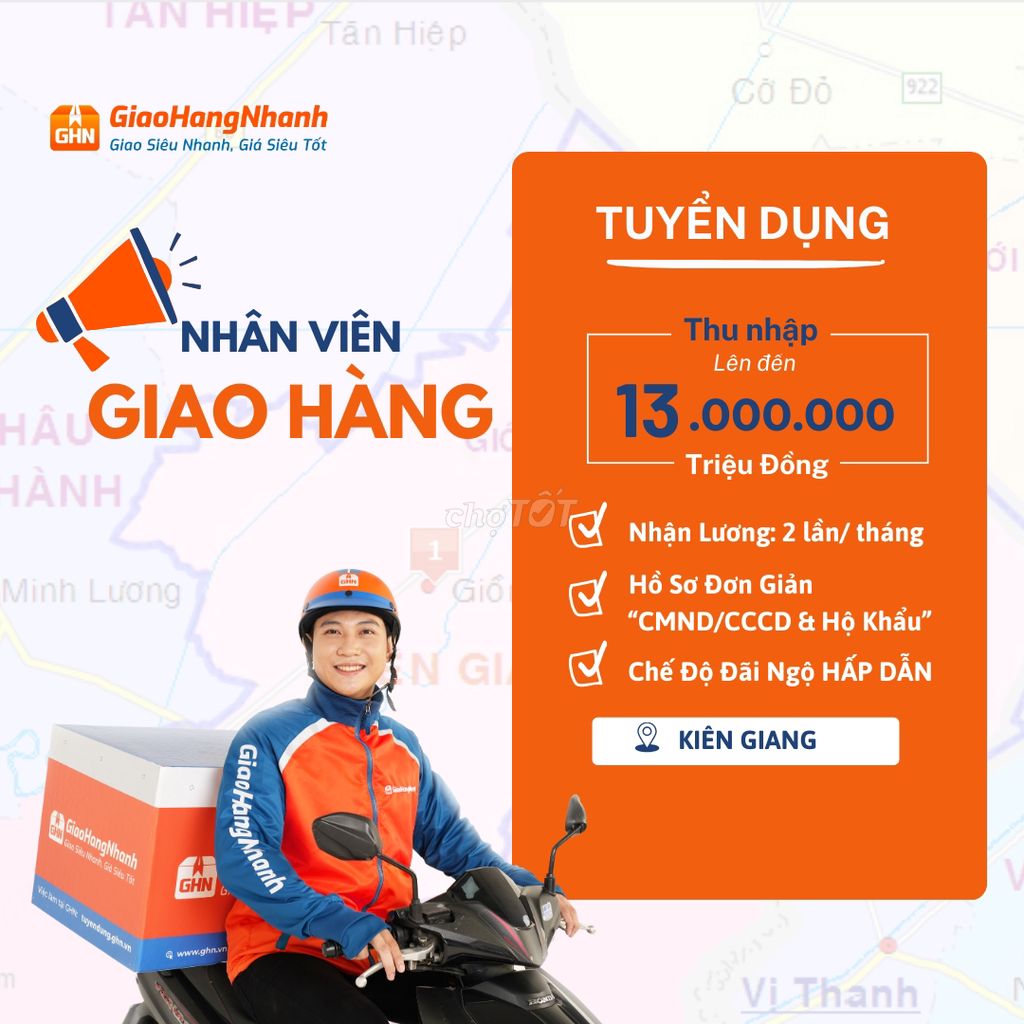 Giồng Riềng - Kiên Giang tuyển nhân viên giao hàng