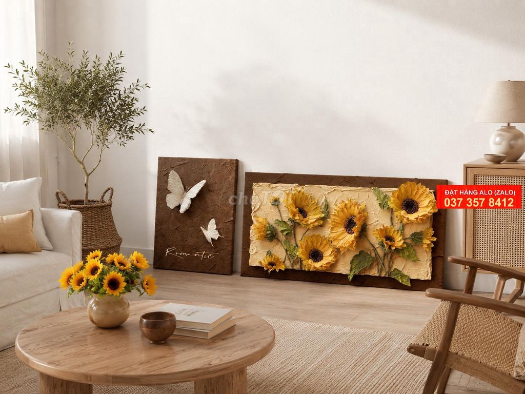Tranh canvas Hoa hướng dương Nâu vàng 40x60cm. Mua bán Cây cảnh, đồ trang trí tại Quận Hà Đông Hà Nội được đăng bởi Xưởng Tranh Đẹp hình 1