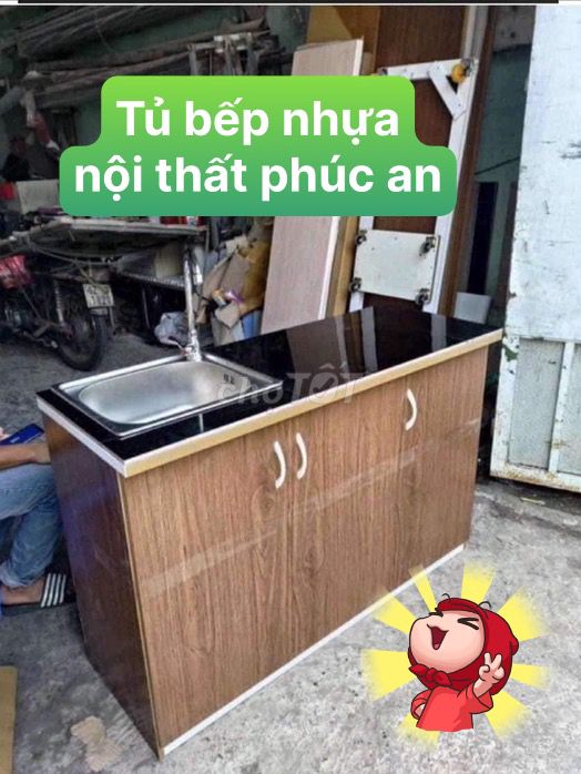 Tủ bếp giá rẻ tủ bếp nhựa đầy đủ phụ kiện New 100%