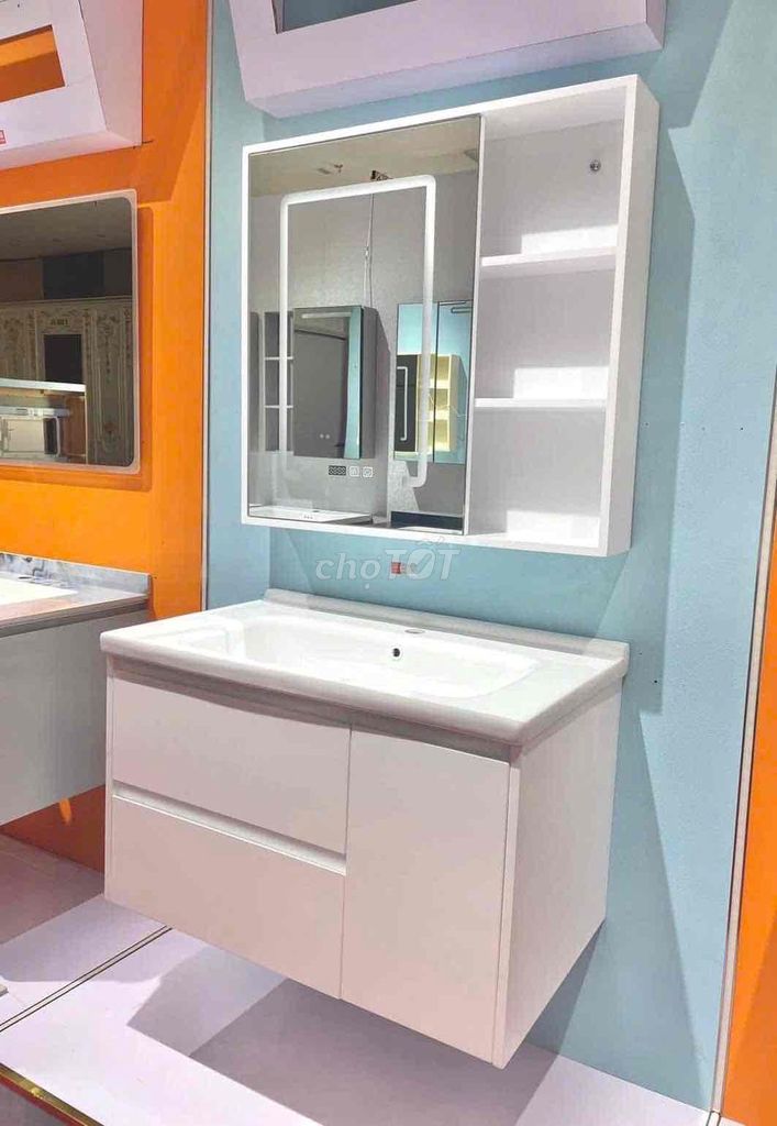 Tủ chậu lavabo PVC 02-80 80cm Trắng. Mua bán Thiết bị vệ sinh, nhà tắm tại Quận Cẩm Lệ Đà Nẵng được đăng bởi Trang  hình 1
