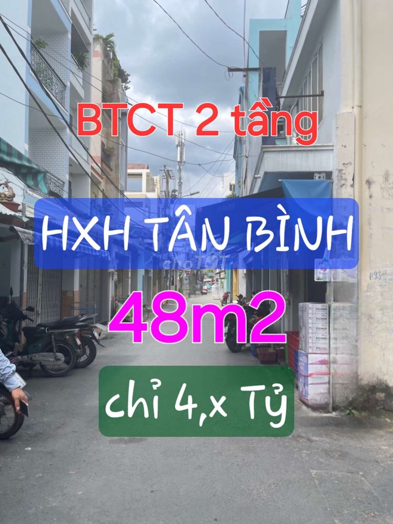 HXH TÂN BÌNH, 48M2, NHÀ MỚI 2 TẦNG BTCT.