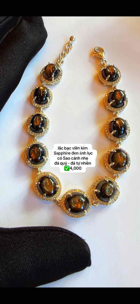 lắc tay lắc bạc viền kim Sapphire sao đen ánh lục,. Mua bán Đồ sưu tầm, đồ cổ tại Quận 1 Tp Hồ Chí Minh được đăng bởi Rio Natural Gemstone Jewelry hình 1