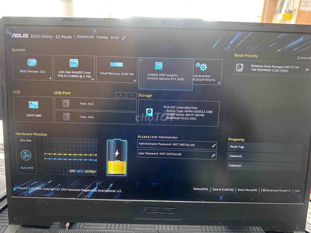 Asus TUF FX506HF i5-11260H 8GB/RTX 2050 Đen. Mua bán Laptop tại Huyện Đức Hòa Long An được đăng bởi Hoàng Nam hình 1