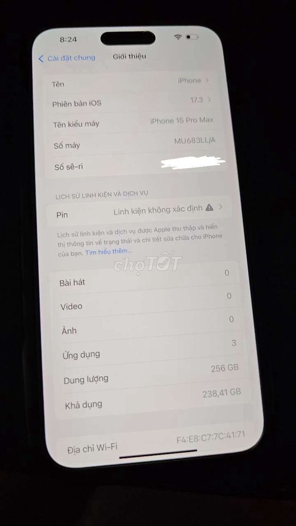 Apple iPhone 15 Pro Max 256GB Titan tự nhiên. Mua bán Điện thoại tại Huyện Hàm Tân Bình Thuận được đăng bởi Dphat hình 1