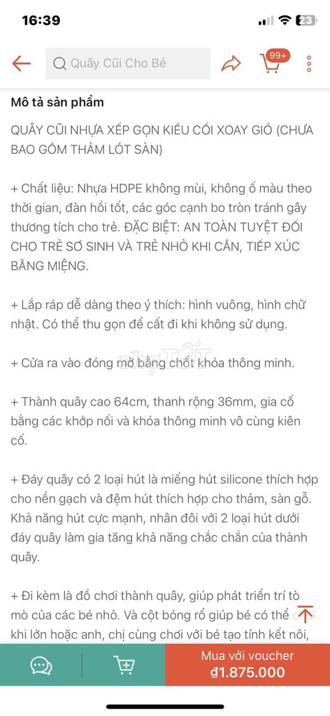 Quây cũi nhựa cho bé