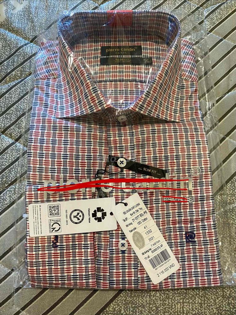 Sơ mi nam Pierre Cardin kẻ caro đỏ xanh. Mua bán Quần áo tại Thành phố Thủ Dầu Một Bình Dương được đăng bởi LÊ NGỌC TÚ hình 1