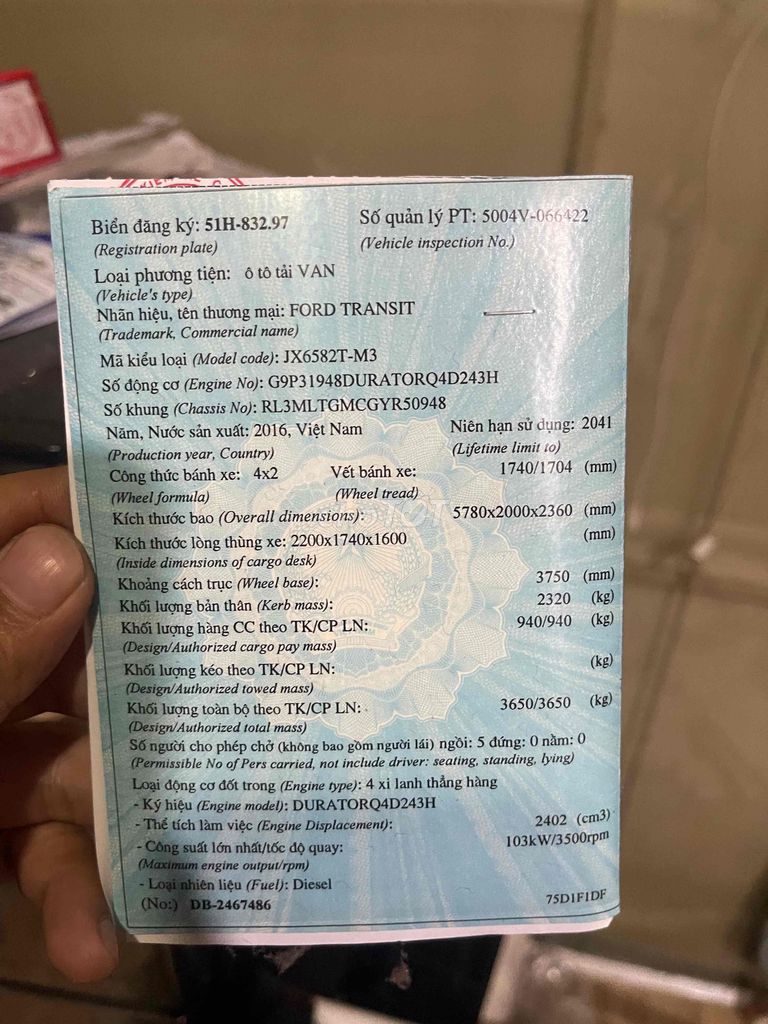 Ford Transit 2016 Van - 130000 km. Mua bán Ô tô tại Thành phố Thủ Đức Tp Hồ Chí Minh được đăng bởi Phong Bình Thái hình 9