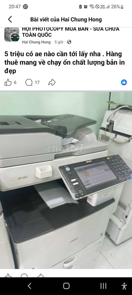 Máy photocopy Ricoh MP 5001 Trắng. Mua bán Đồ dùng văn phòng tại Quận Hà Đông Hà Nội được đăng bởi Vui hình 1