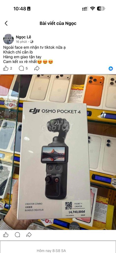Máy quay phim DJI Osmo Pocket 4 Mới nguyên seal. Mua bán Máy ảnh, Máy quay tại Quận Liên Chiểu Đà Nẵng được đăng bởi Phương hình 1