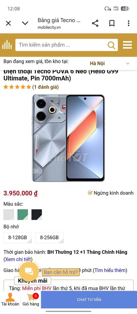 Tecno Pova 6 Neo 128GB Bạc. Mua bán Điện thoại tại Thị xã Bến Cát Bình Dương được đăng bởi long hình 1