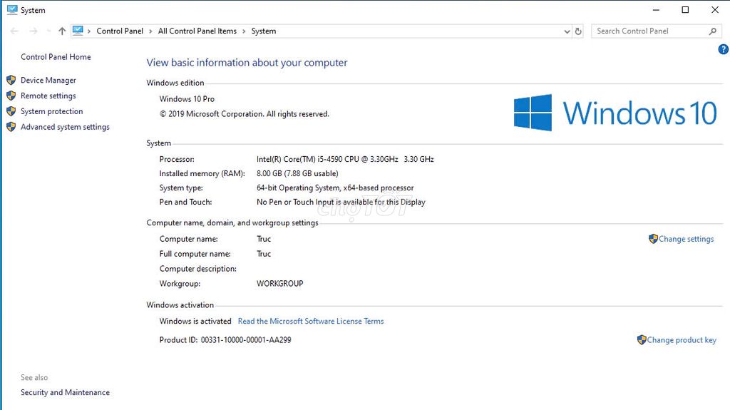 Thùng CPU: MainMSI H81.CPU I5 4590.Ram8GB,SSD128