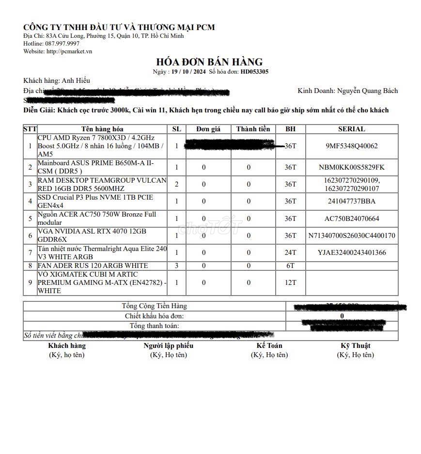 Máy tính để bàn AMD Ryzen 7 7800X3D. Mua bán Máy tính để bàn tại Quận Ba Đình Hà Nội được đăng bởi Hiếu Nguyễn hình 1