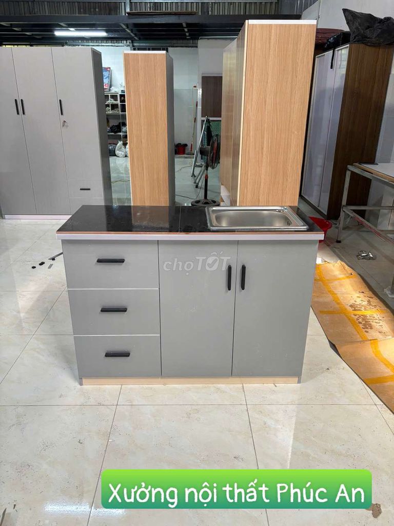Tủ bếp Nhựa Đài Loan Xám 1m20. Mua bán Tủ, kệ gia đình tại Quận 1 Tp Hồ Chí Minh được đăng bởi Nội Thất Phúc Trường An hình 1