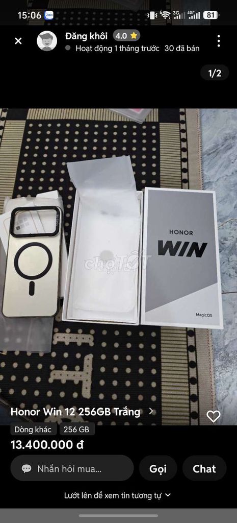 Honor Win 12 256GB Trắng. Mua bán Điện thoại tại Huyện Thuận Thành Bắc Ninh được đăng bởi Đai Duong Gia hình 1