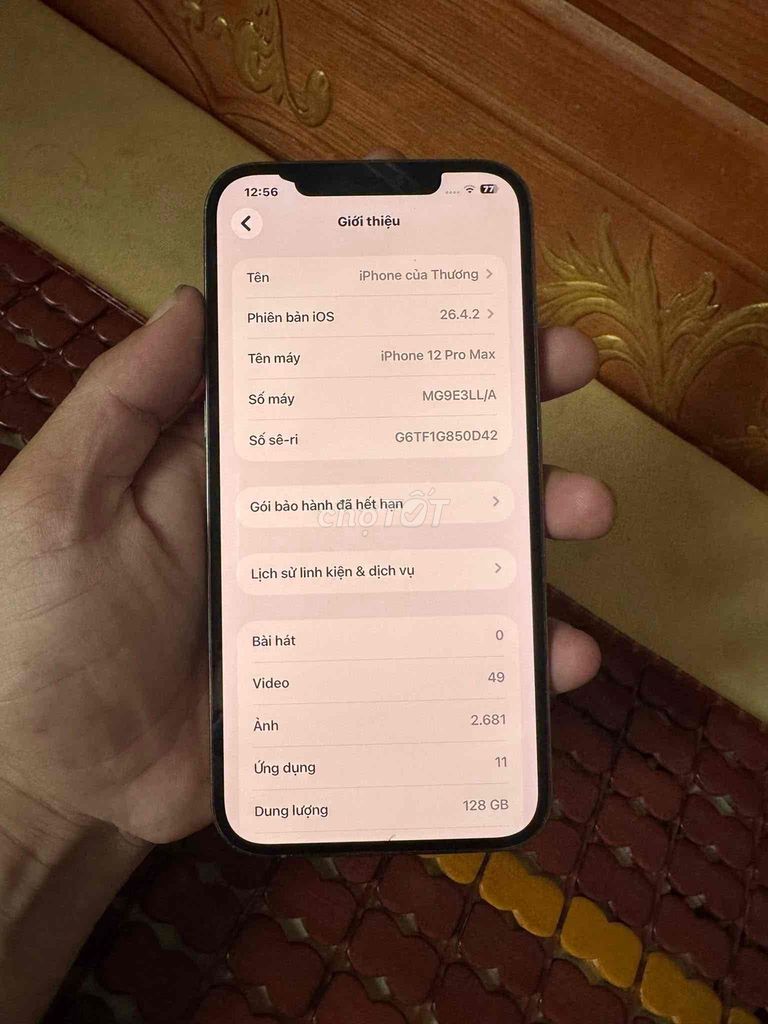 Apple iPhone 12 Pro Max 128GB Vàng Đã sử dụng. Mua bán Điện thoại tại Quận Bình Thuỷ Cần Thơ được đăng bởi điện thoại cũ zin chuẩn hình 1