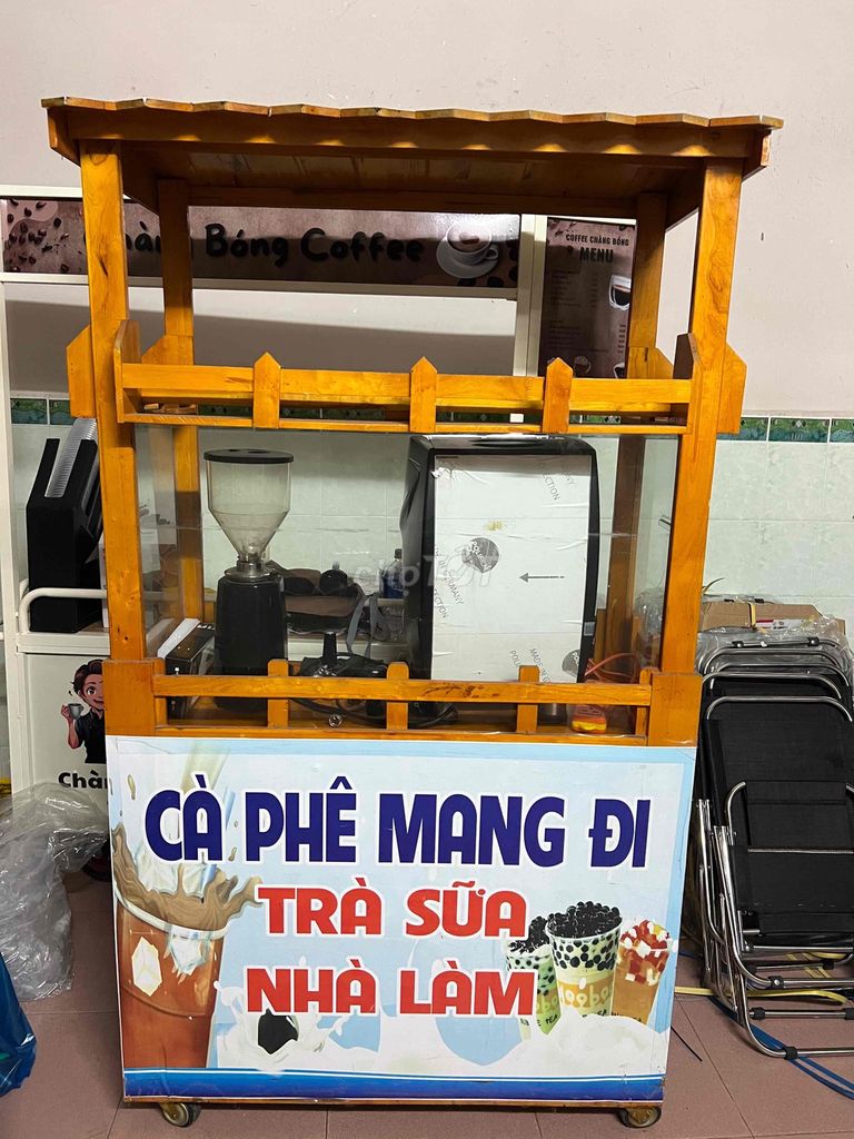 Cần Bán xe Cà Phê bằng gỗ có kính.