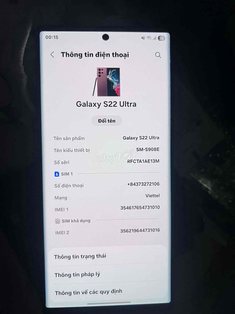 Samsung Galaxy S22 Ultra Tím. Mua bán Điện thoại tại Thành phố Tân An Long An được đăng bởi Trần Lộc hình 1